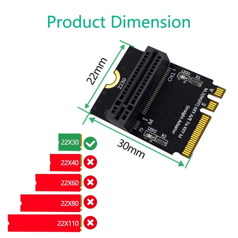 Mustpoint M.2 NGFF nvme SSD to M.2 Key A/E Adapter (Vertical Installation) for 2280 Type SSD - Image 2